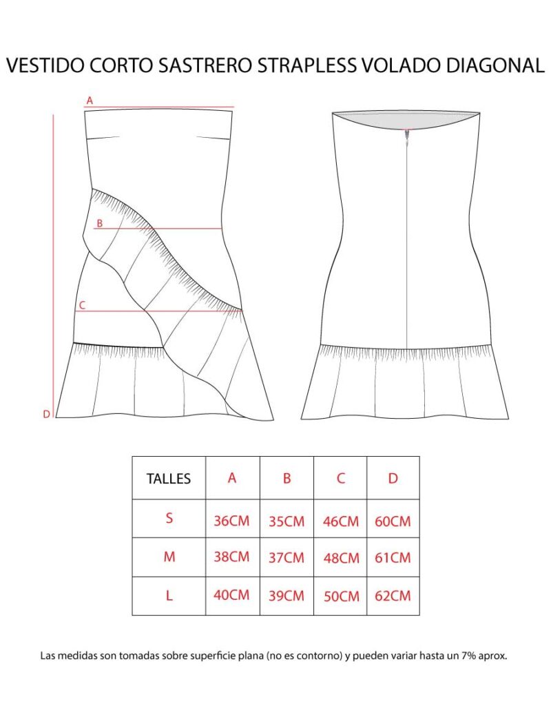 VESTIDO CORTO SASTRERO STRAPLESS VOLADO DIAGONAL - Image 6