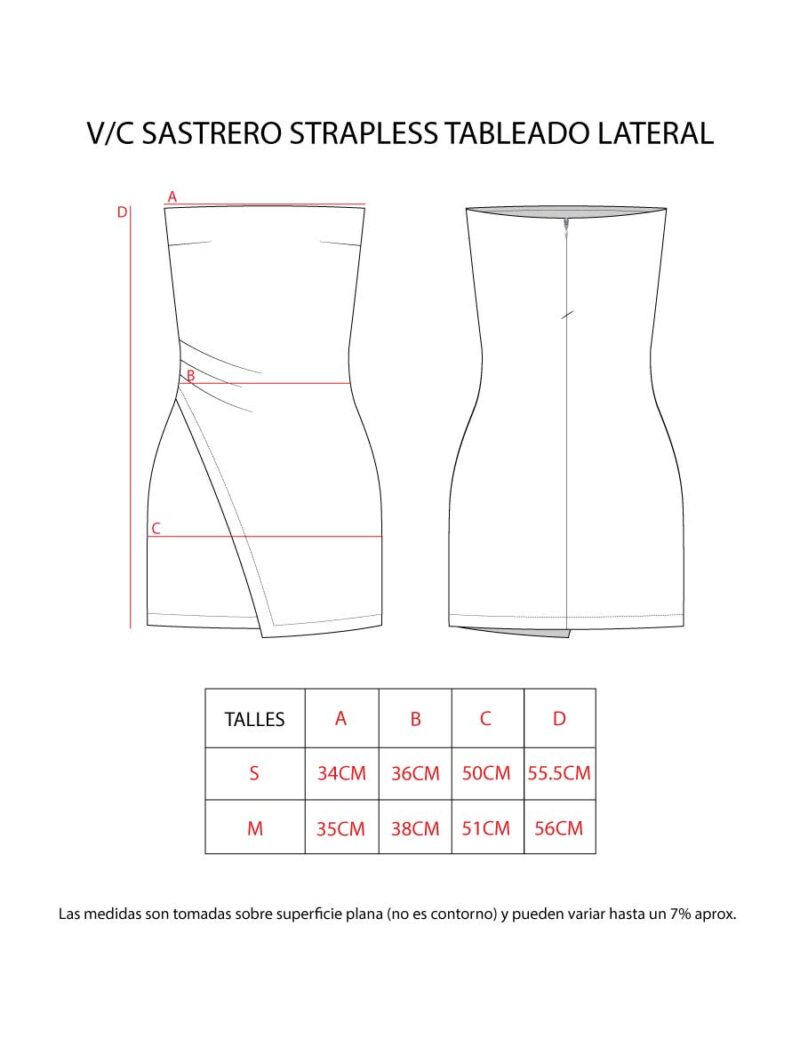 VESTIDO CORTO SASTRERO STRAPLESS TABLEADO LATERAL - Image 9