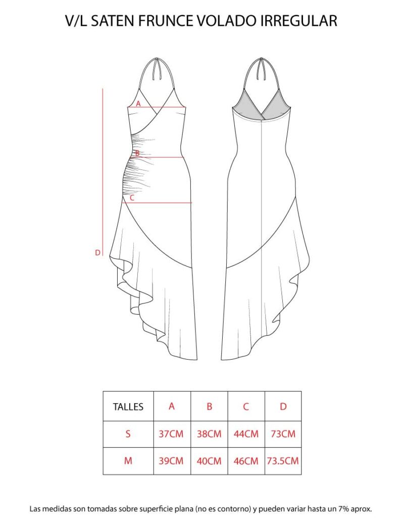 VESTIDO LARGO SATEN FRUNCE VOLADO IRREGULAR - Image 8