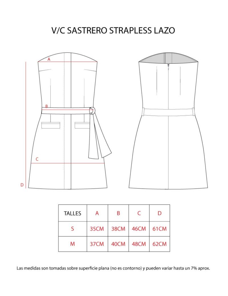 VESTIDO CORTO SASTRERO STRAPLESS LAZO - Image 9