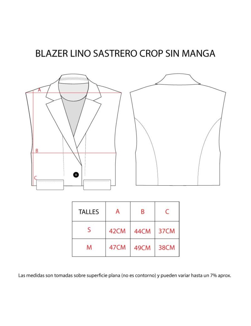 BLAZER LINO SASTRERO CROP SIN MANGA - Image 10