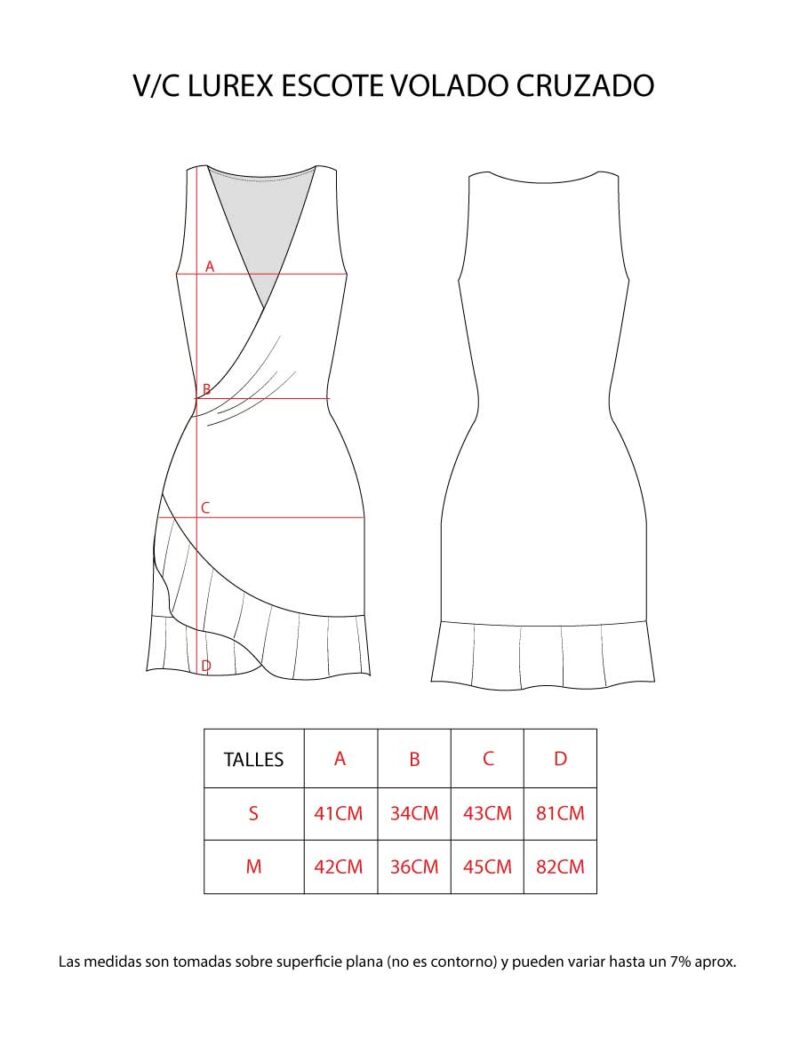 VESTIDO CORTO LUREX ESCOTE VOLADO CRUZADO - Image 7