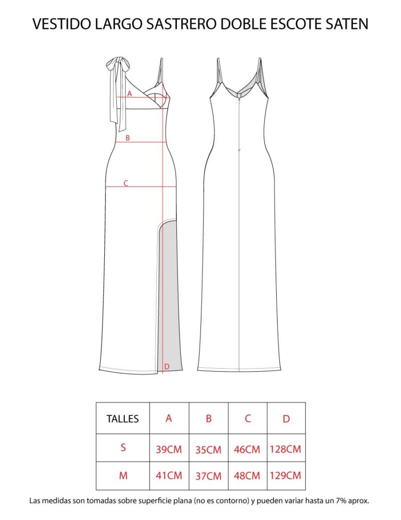 VESTIDO LARGO SASTRERO DOBLE ESCOTE SATEN - Image 6