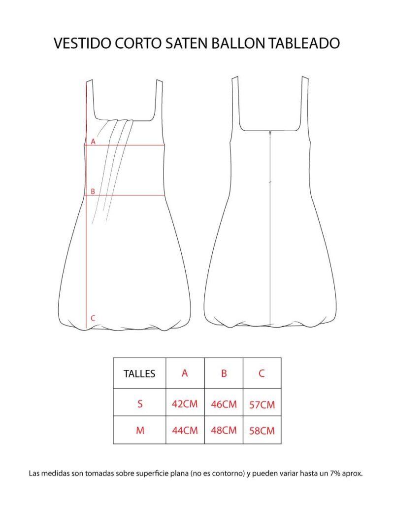 VESTIDO CORTO SATEN BALLON TABLEADO - Image 9