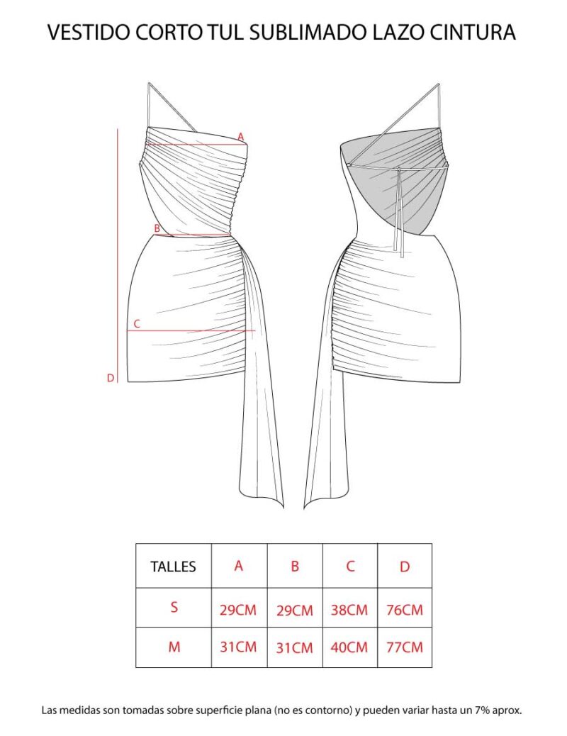 VESTIDO CORTO TUL SUBLIMADO LAZO CINTURA - Image 9