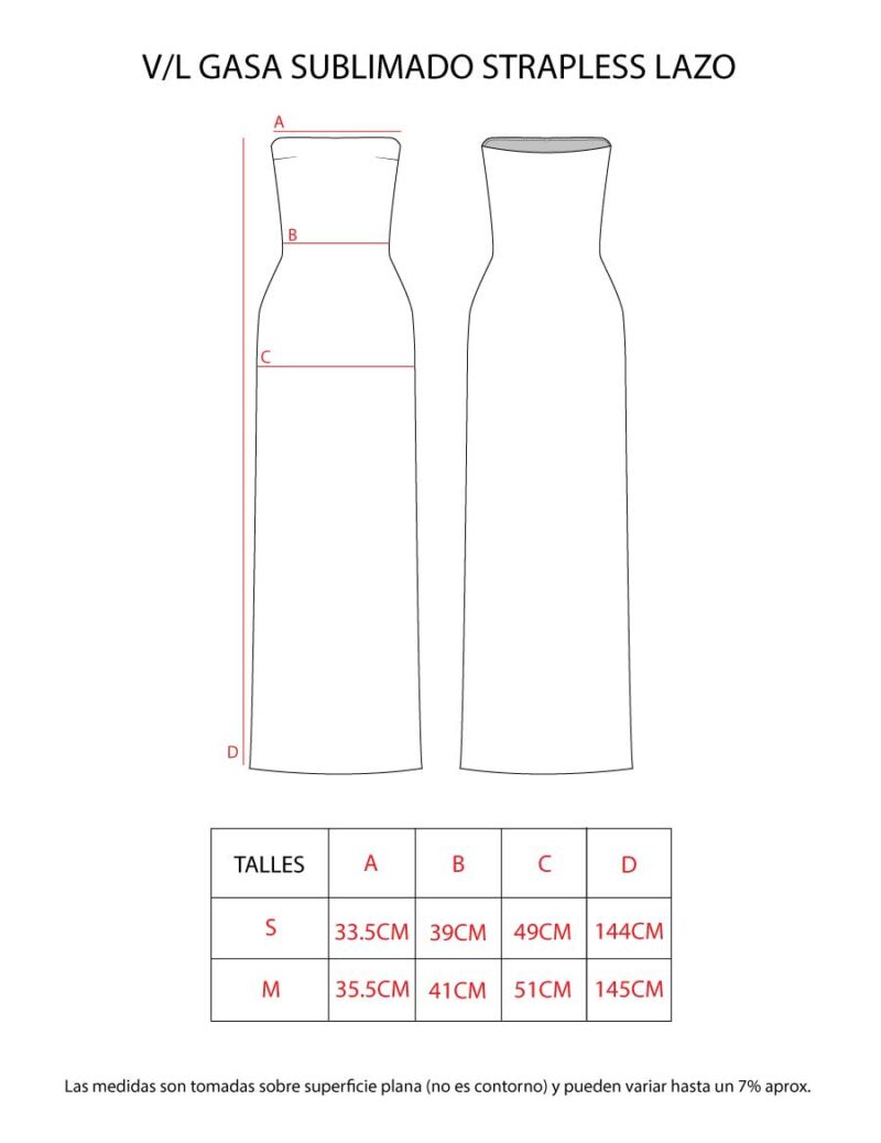 VESTIDO LARGO GASA SUBLIMADO STRAPLESS LAZO - Image 12