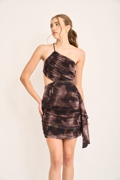 VESTIDO CORTO TUL SUBLIMADO LAZO CINTURA