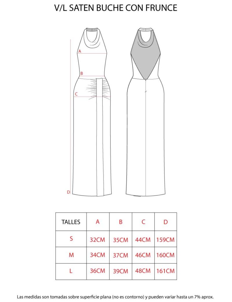 VESTIDO LARGO SATEN BUCHE CON FRUNCE - Image 15