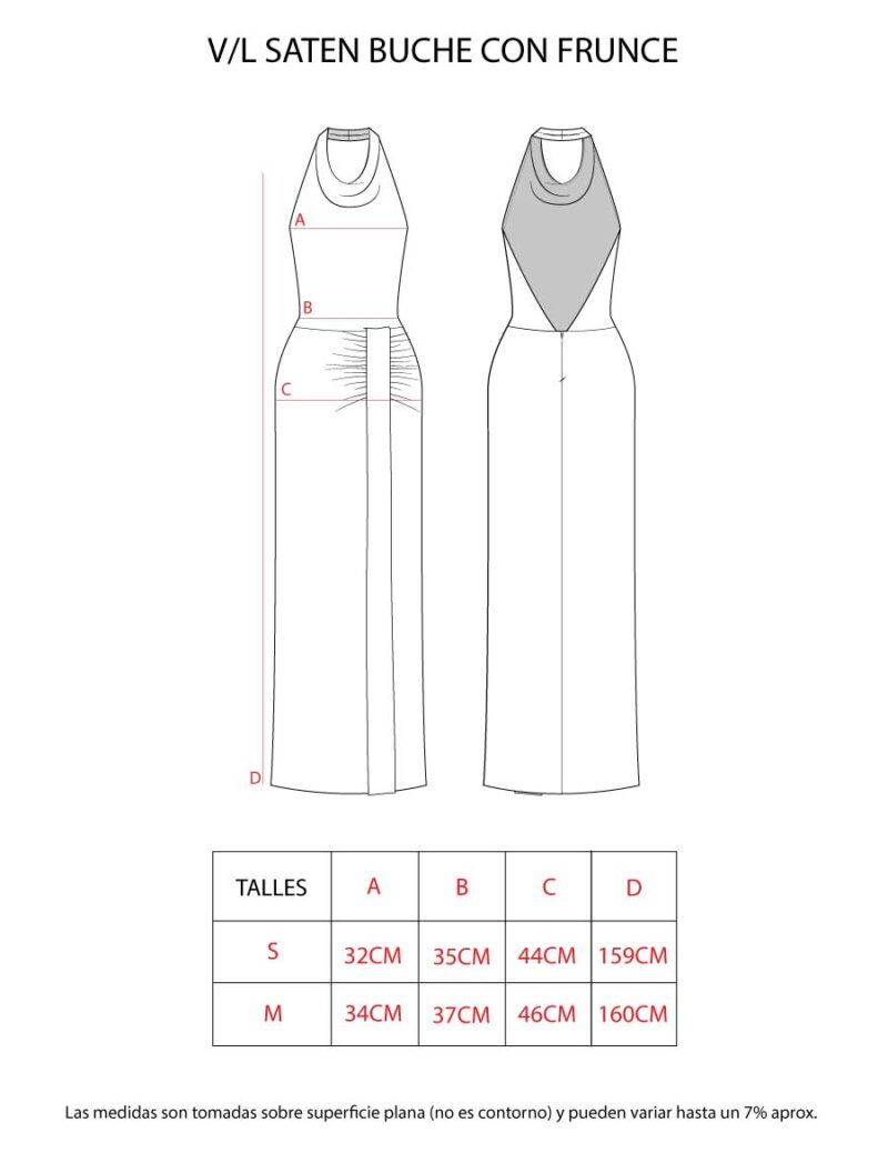 VESTIDO LARGO SATEN BUCHE CON FRUNCE - Image 9