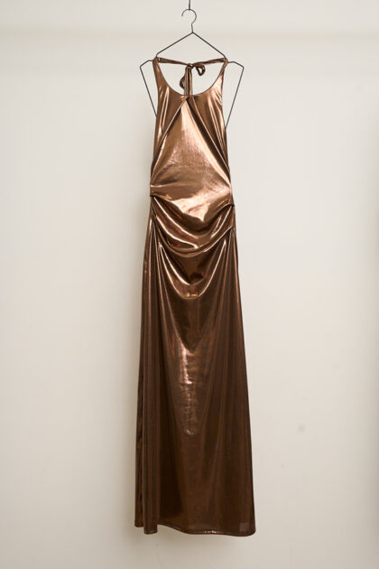 VESTIDO LARGO PUNTO FOIL HALTER PARA ATAR