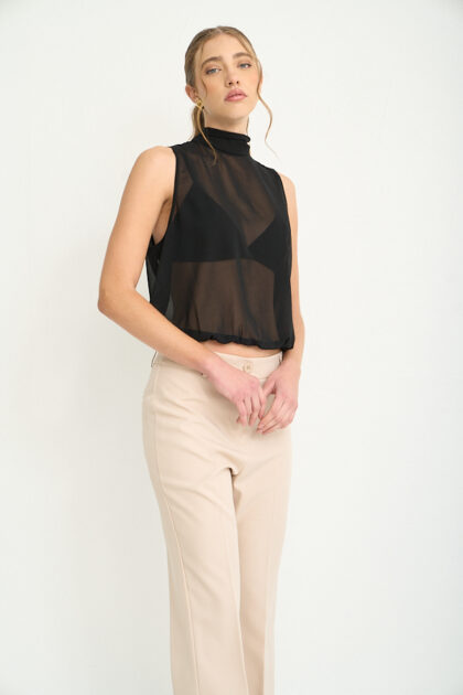 BLUSA GASA SIN MANGAS CUELLO ALTO