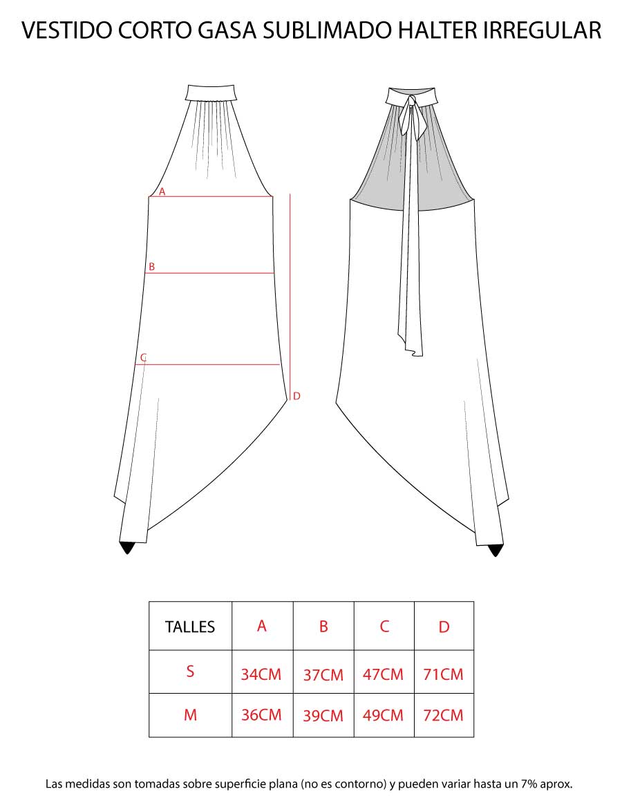 VESTIDO CORTO GASA SUBLIMADO HALTER PICO - Image 13