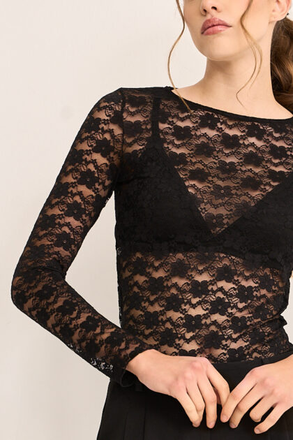 BLUSA ENCAJE CUELLO REDONDO