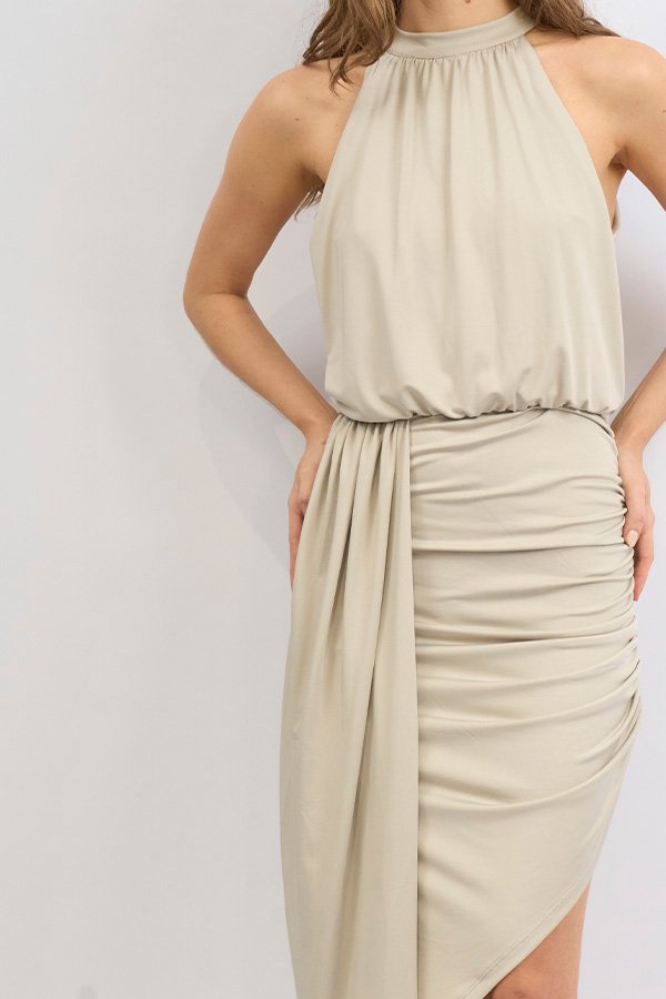 VESTIDO LARGO ITY HALTER FRUNCE IRREGULAR - Image 4