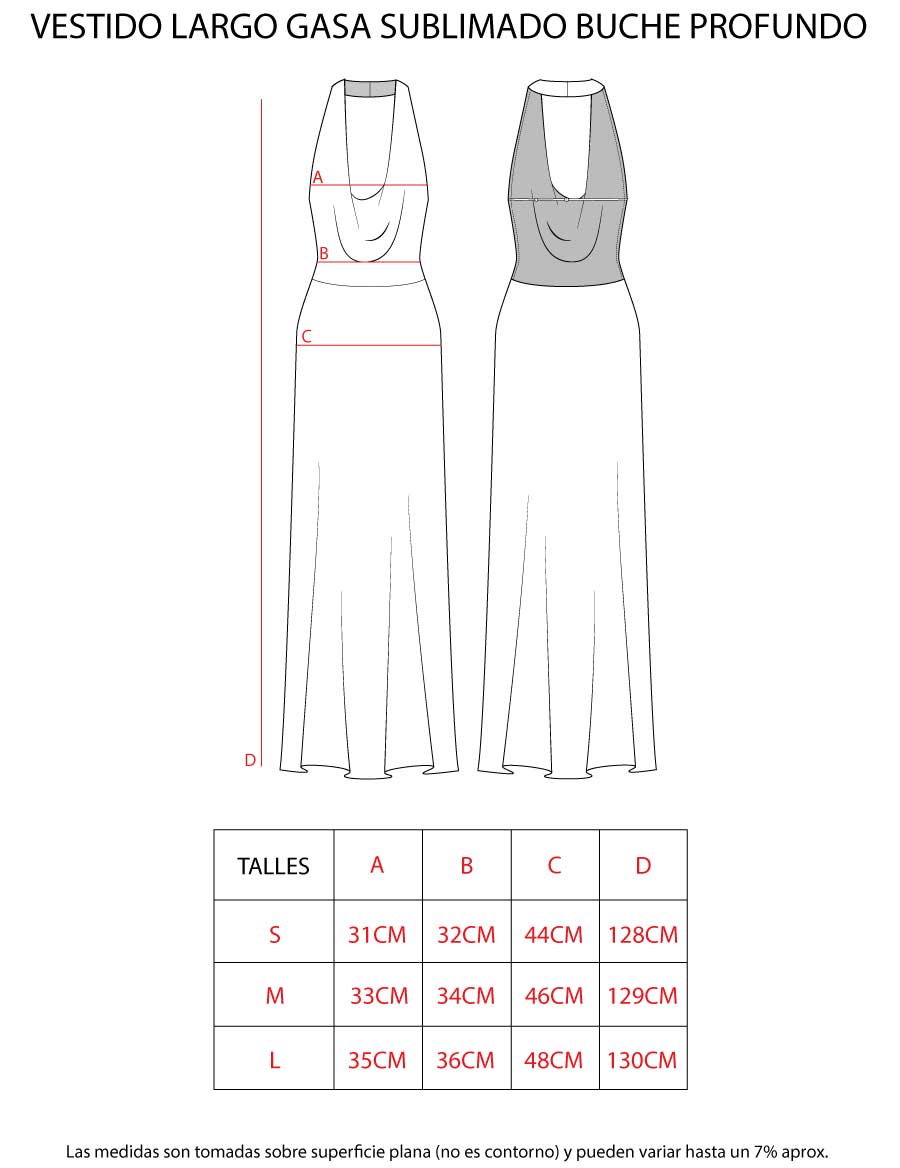 VESTIDO LARGO GASA SUBLIMADO BUCHE PROFUNDO - Image 9