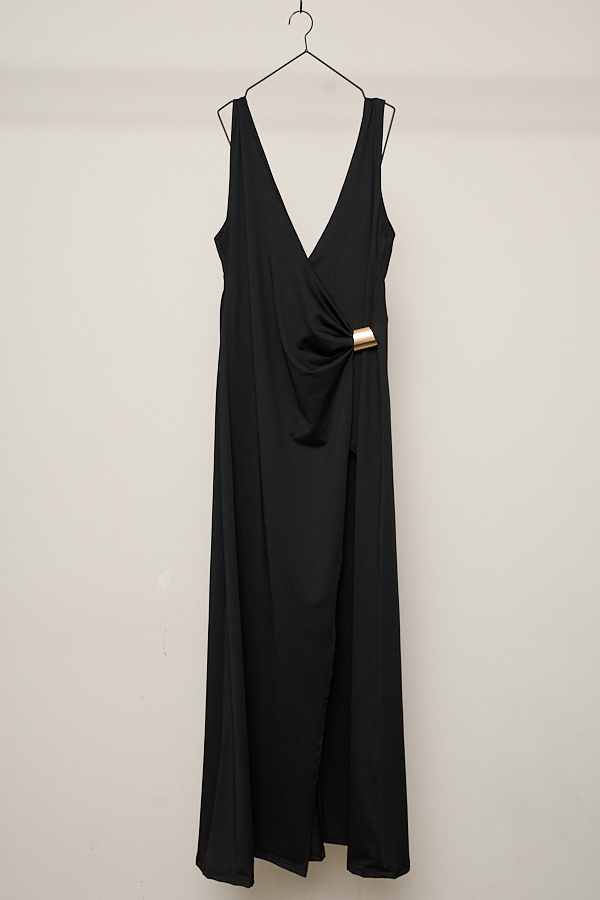 VESTIDO LARGO ESCOTE V ACCESORIO CINTURA