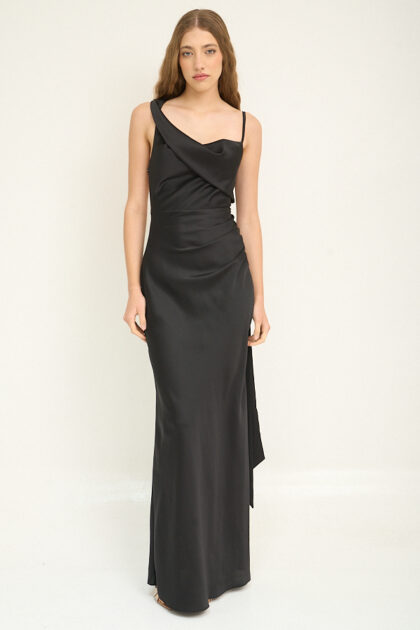 VESTIDO LARGO SATEN LAZO ESPALDA