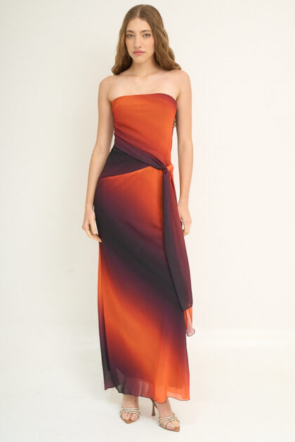 VESTIDO LARGO GASA SUBLIMADO LAZO LATERAL