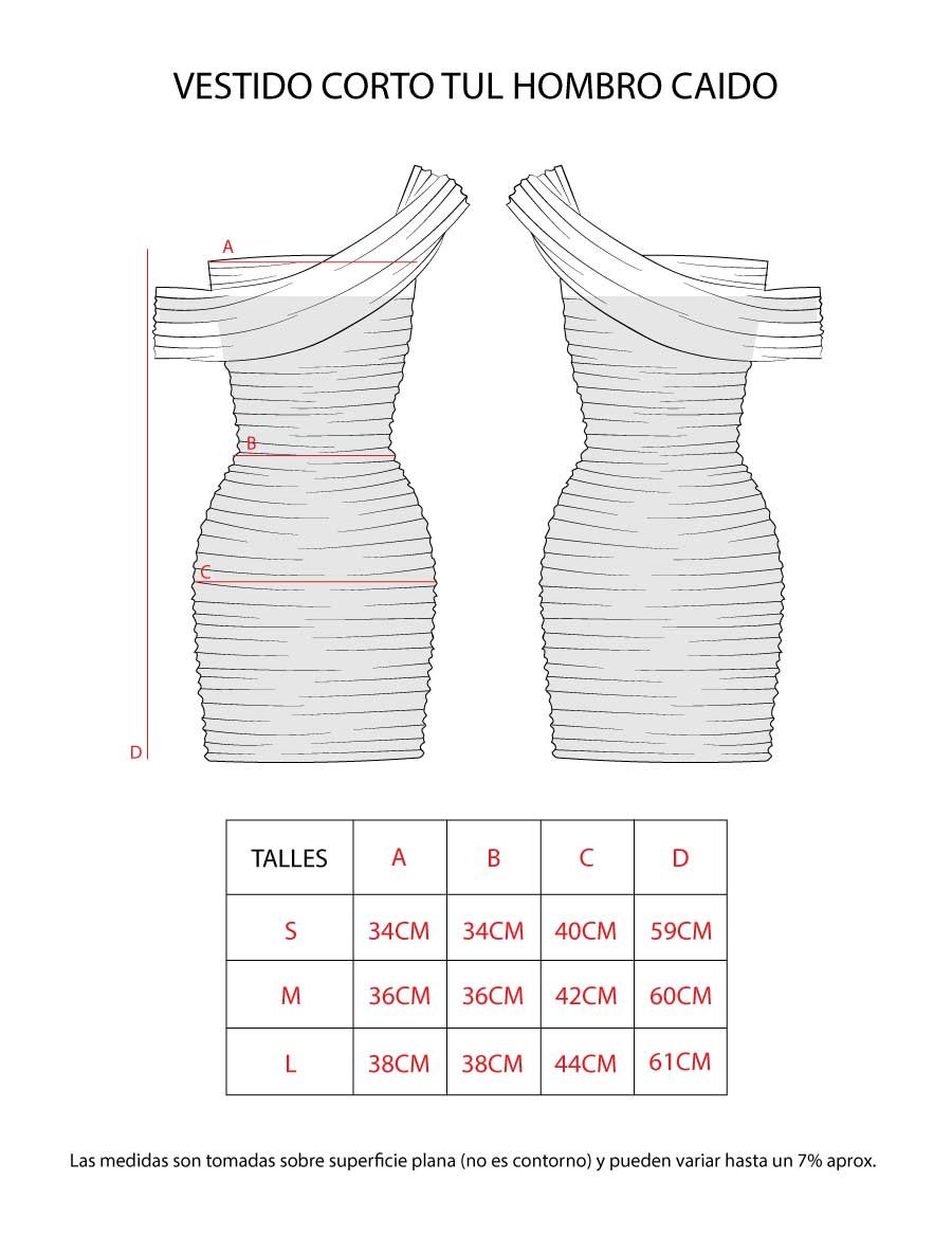 VESTIDO CORTO TUL HOMBRO CAIDO - Image 7