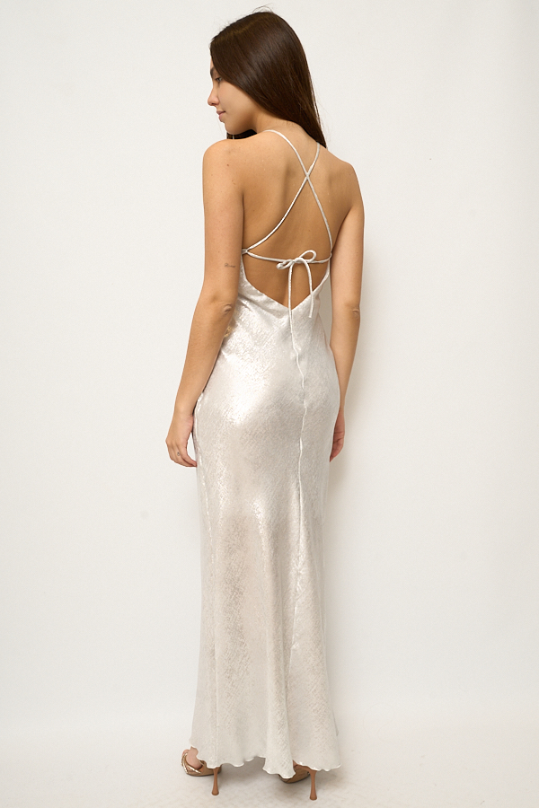 VESTIDO LARGO SATEN FOIL DOBLE ROMBO - Image 3