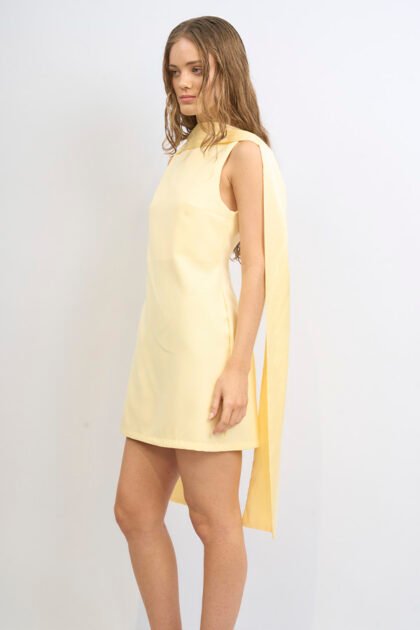 VESTIDO CORTO SASTRERO LAZO SATEN