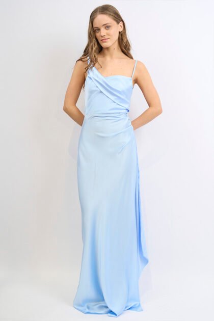 VESTIDO LARGO SATEN LAZO ESPALDA