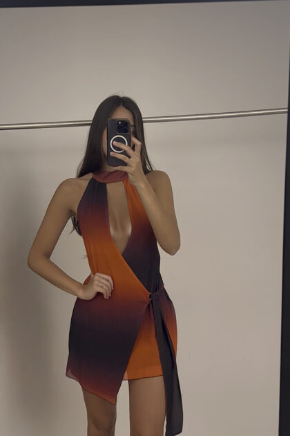 VESTIDO CORTO GASA SUBLIMADO CRUZADO