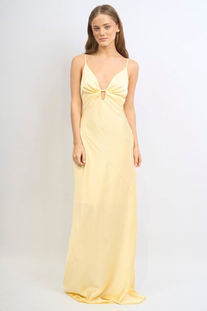 VESTIDO LARGO SATEN V BALLENA