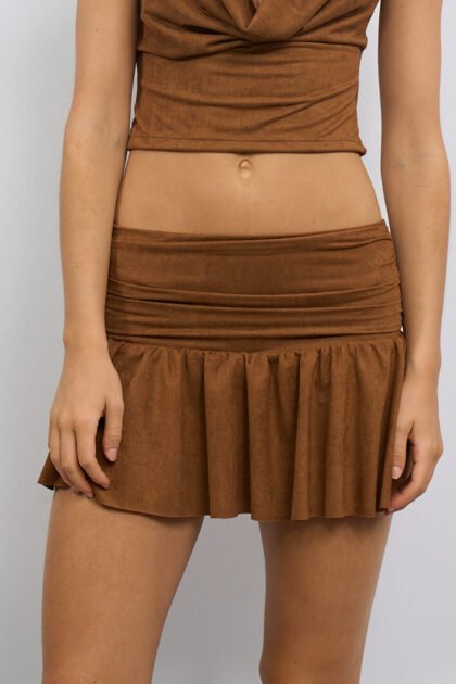 POLLERA GAMUZA MINI VOLADO