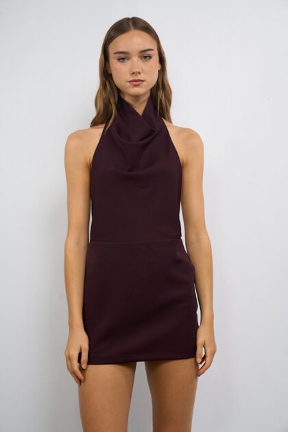 VESTIDO CORTO SASTRERO HALTER PAÑUELO