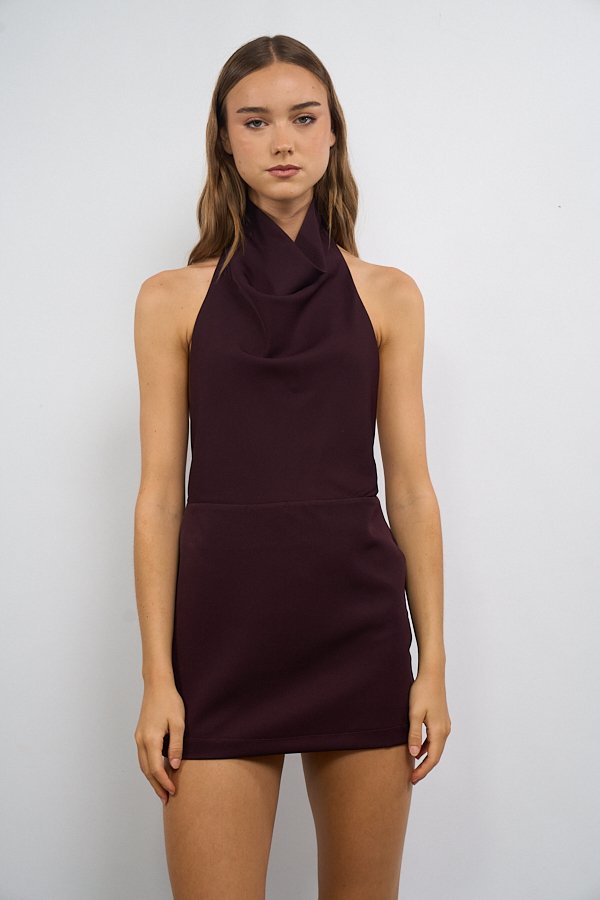 VESTIDO CORTO SASTRERO HALTER PAÑUELO