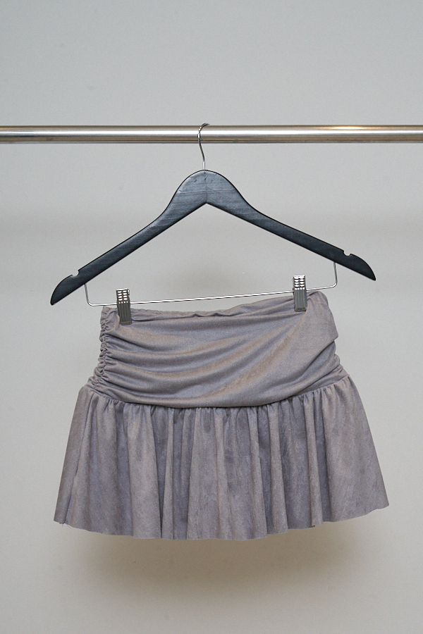 POLLERA GAMUZA MINI VOLADO