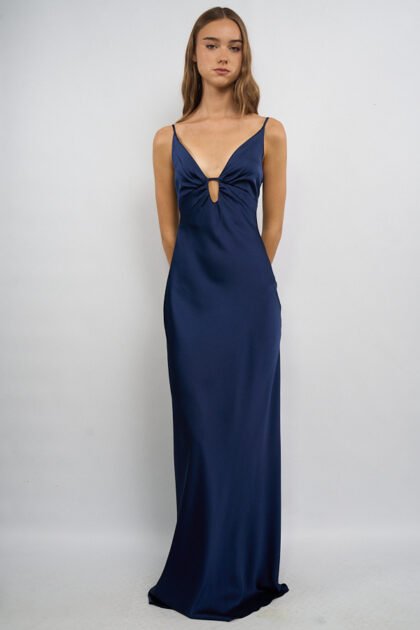 VESTIDO LARGO SATEN V BALLENA