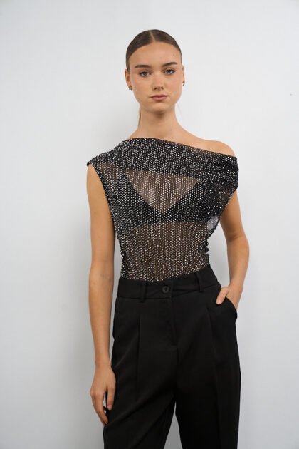 BODY TUL BRILLO HOMBRO CAIDO