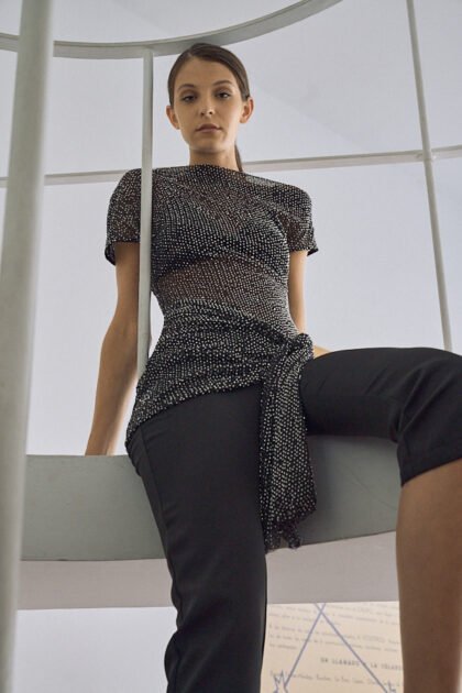 VESTIDO CORTO TUL PIEDRAS PARA ATAR