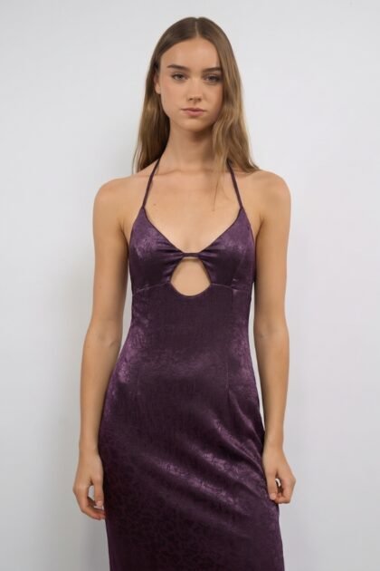 VESTIDO LARGO SATEN TRAMADO TAZA