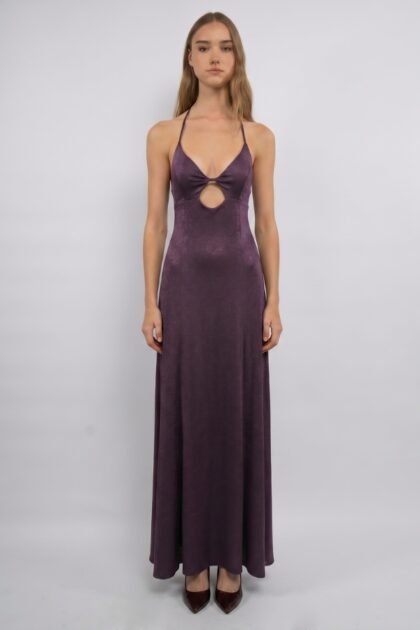 VESTIDO LARGO SATEN TRAMADO TAZA