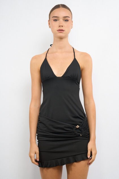 VESTIDO CORTO MICROFIBRA SOBREPOLLERA ACCESORIO