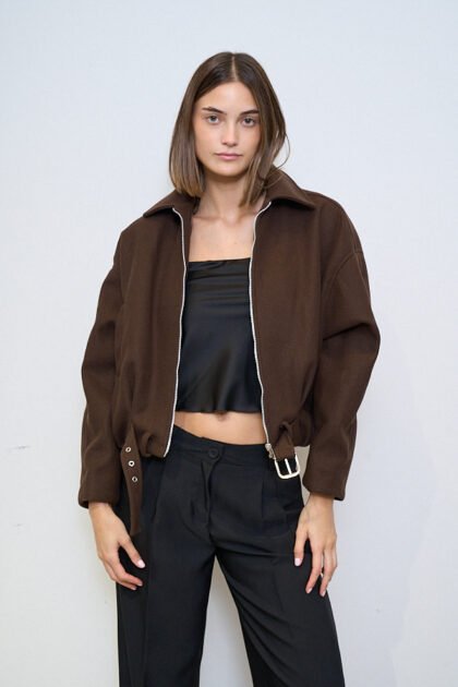 CHAQUETA PAÑO BOMBER HEBILLA