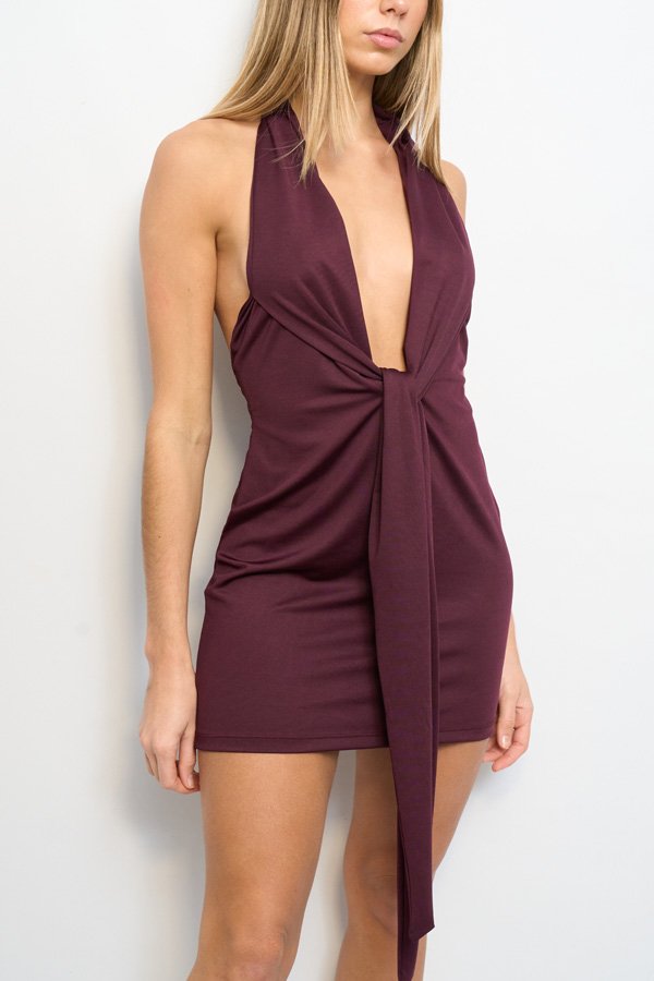 VESTIDO CORTO MICROFIBRA NUDO BUSTO