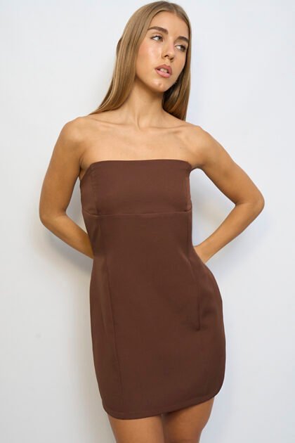 VESTIDO CORTO SASTRERO STRAPLESS RECORTE