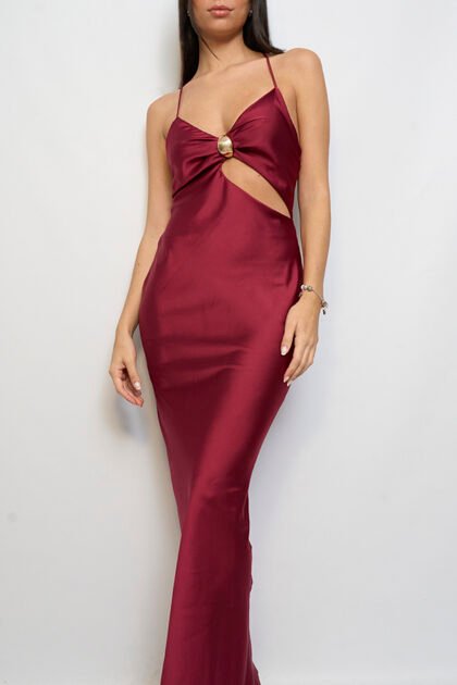 VESTIDO LARGO SATEN OVALO PECHO