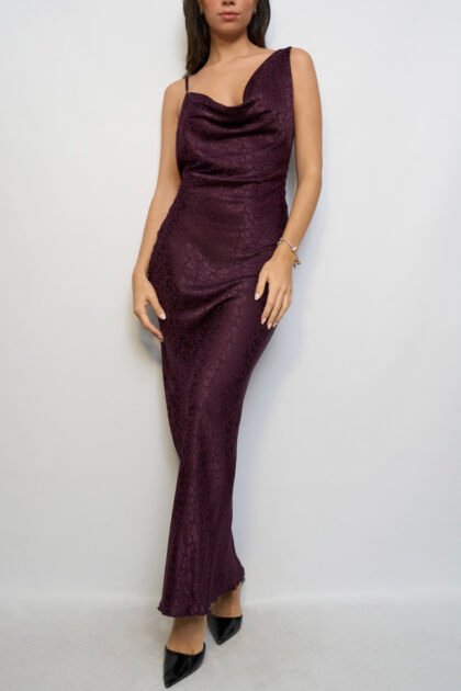 VESTIDO LARGO SATEN PRINT DOBLE BUCHE