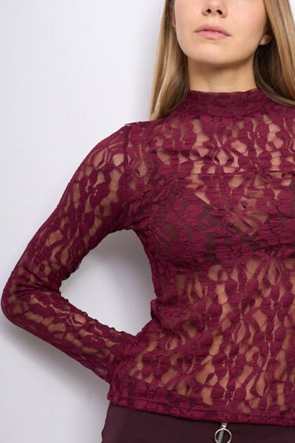 BLUSA ENCAJE CUELLO ALTO