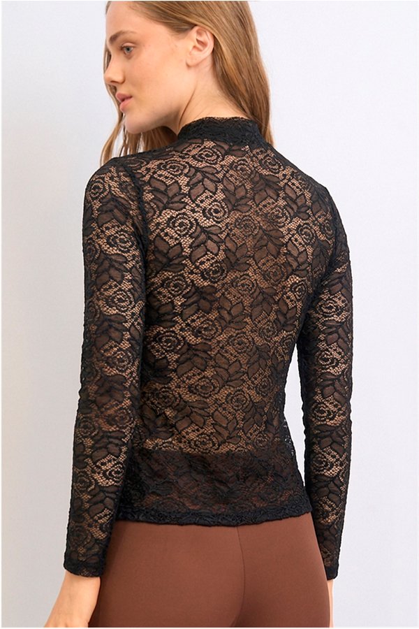 BLUSA ENCAJE CUELLO ALTO - Image 2