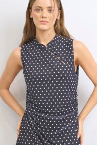VESTIDO CORTO MICROTUL LUNARES SIN MANGA MAO