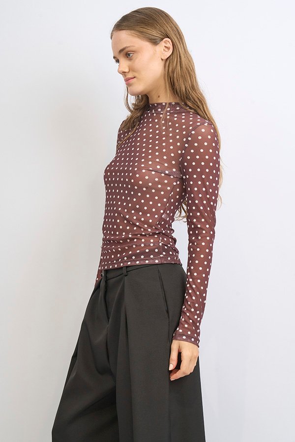 BLUSA TUL LUNARES CUELLO ALTO - Image 2