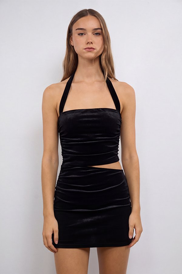 VESTIDO CORTO TERCIOPELO RECTO