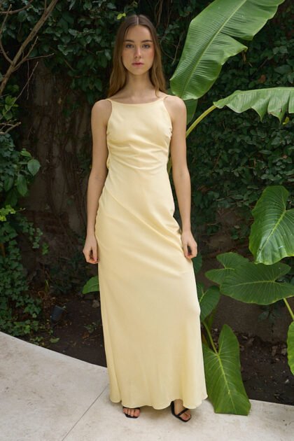 VESTIDO LARGO SATEN BUCHE ESPALDA