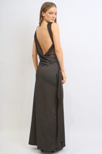 VESTIDO LARGO MICROFIBRA TUL COMBINADO